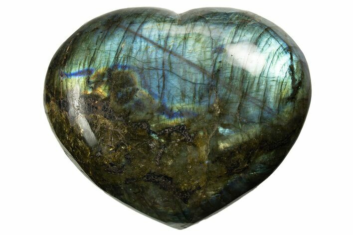 Flashy Polished Labradorite Heart - Madagascar #327249